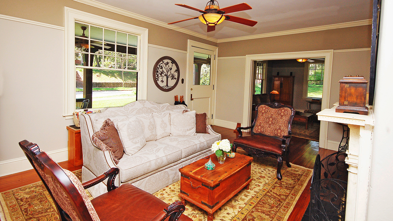 Main Entrance, Parlor Sitting Area with Fireplace